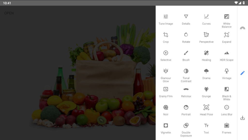 Snapseed app conveniently offers photographers options